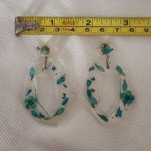 Floral Hoop Earrings in Blue and Green